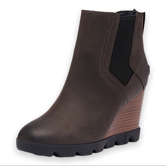 Sorel Wedge Joan Uptown Leather Chelsea Boot Blacknd Brown Waterproof Winter - Picture 11 of 11